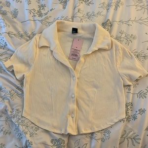 Collared cropped button-up shirt from Wild Fable